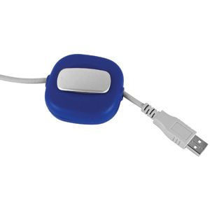 Катушка для USB-кабеля с фиксатором длины; синий; 6,3х5,9х2,4 см; пластик; тампопечать