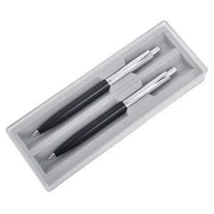 BUSINESS SET, набор: ручка шариковая и карандаш механический, черный/серебристый, металл/пластик
