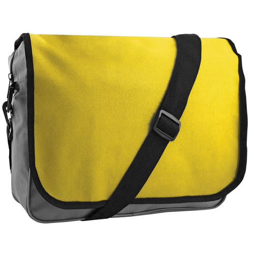 Конференц-сумка College; серый с желтым; 38х30х9,5 см; полиэстер; шелкография