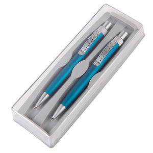 SUMO SET, набор в футляре: ручка шариковая и карандаш механический, бирюзовый/серебристый, металл/пл