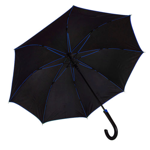 Зонт-трость Back to black, полуавтомат, нейлон, черный с синим