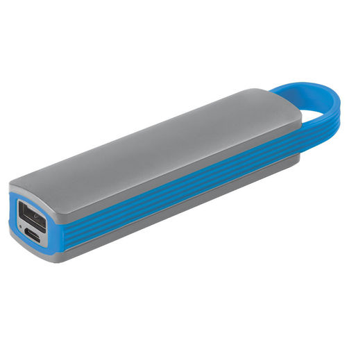 Универсальное зарядное устройство Fancy (2200mAh), серый с голубым, 12,9х2,7х2,2 см,пластик