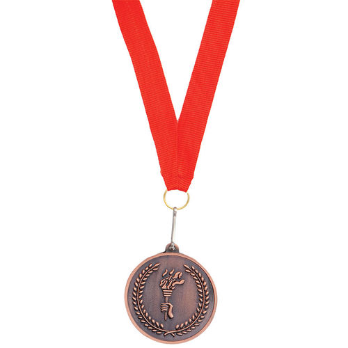 Медаль наградная на ленте Бронза; 48 см., D=5см.; текстиль, металл; лазерная гравировка, шелкограф