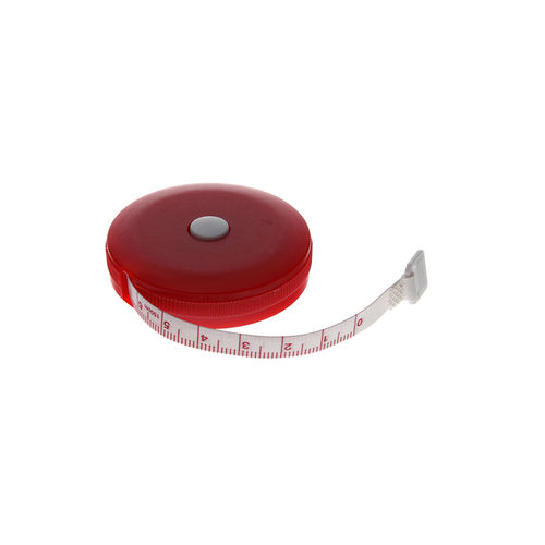 Рулетка Кнопка (1,5 м); красный; D=5 см; H=1,2 см; пластик; тампопечать