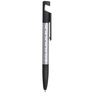 Пластиковая многофункциональня ручка с синими чернилами 1,6 x 15,5 x 1,2 cm, серебро