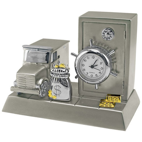 Часы Банк; 8,8х5,6х6,6 см; металл; лазерная гравировка