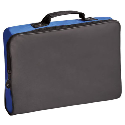 Конференц-сумка Folder; черный с синим; 39,5х30х5 см; полиэстер; шелкография