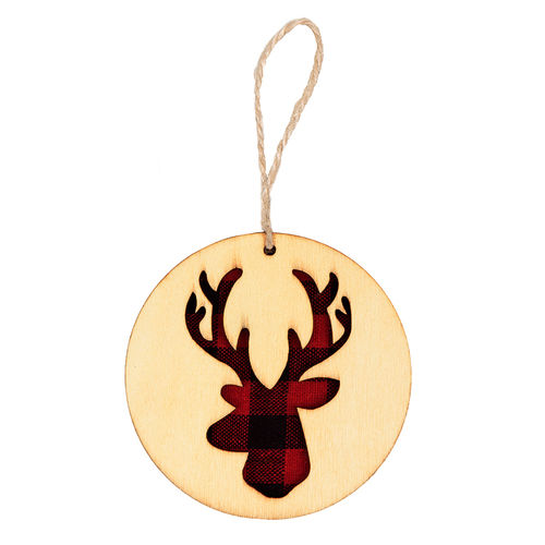 Украшение новогоднее Red deer,диаметр 9 см , фанера, бежевый, красный