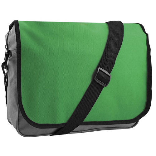 Конференц-сумка College; серый с зеленым; 38х30х9,5 см; полиэстер; шелкография