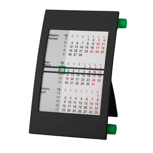 Календарь настольный на 2 года; черный с зеленым; 18х11 см; пластик; тампопечать, шелкография