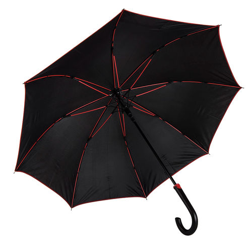 Зонт-трость Back to black, полуавтомат, нейлон, черный с красным